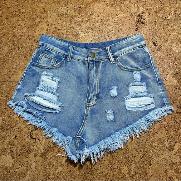 Shein Distressed High Rise Cutoff Jean Shorts Sz S - Picture 5 of 9